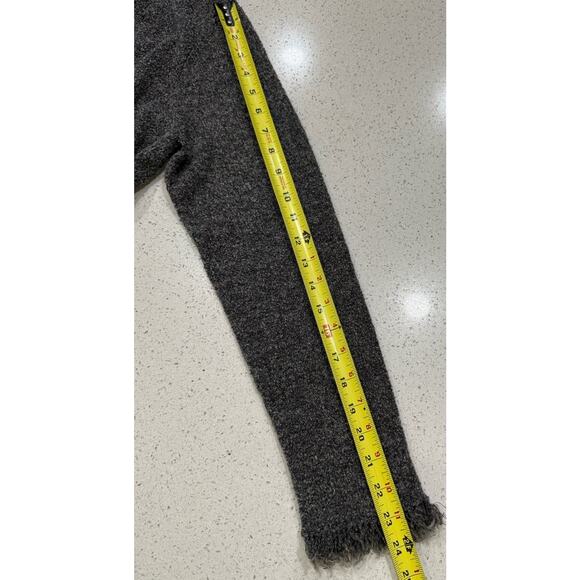 J Jill Cardigan Womens Open Front Bohemian Merino Wool Nubby Gray Fringed M - Picture 6 of 8